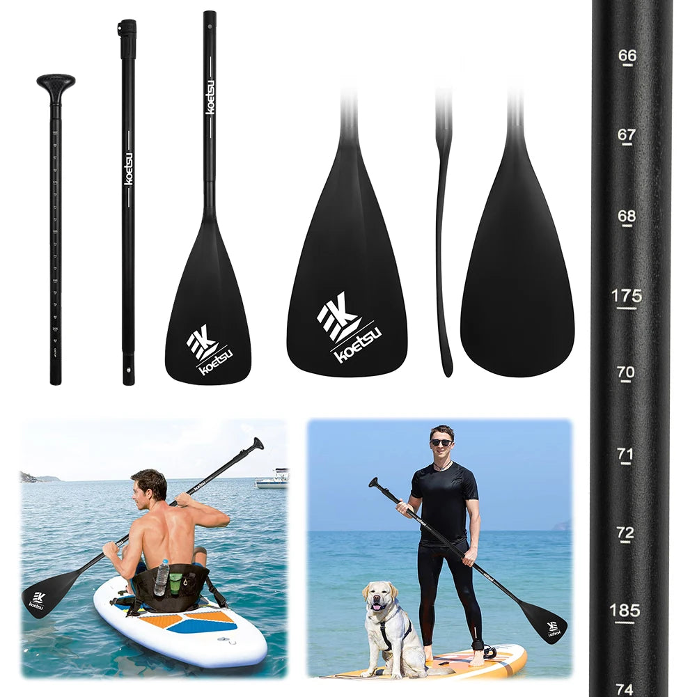3-Piece Detachable SUP Paddle Adjustable Length Stand Up Paddleboard Paddles Aluminum Alloy One Way Paddle for Canoe Kayaking