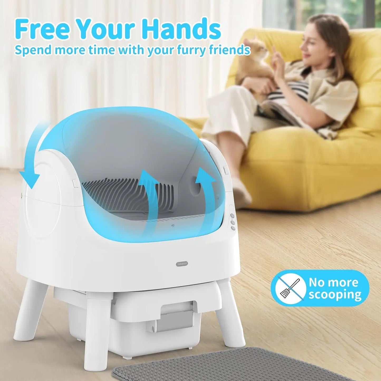 XMSJ Automatic Self Cleaning Cat Litter Box with Safety Design