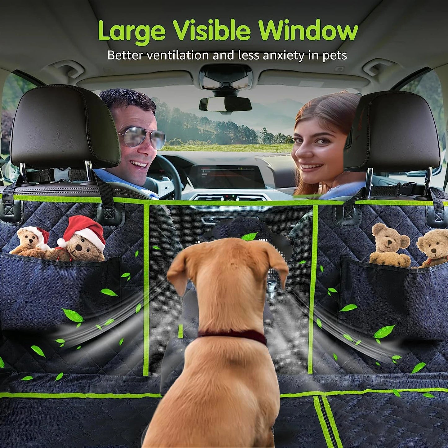 6-in-1 pet rear seat car cushion can be disassembled and machine washed, 100% waterproof and stain resistant