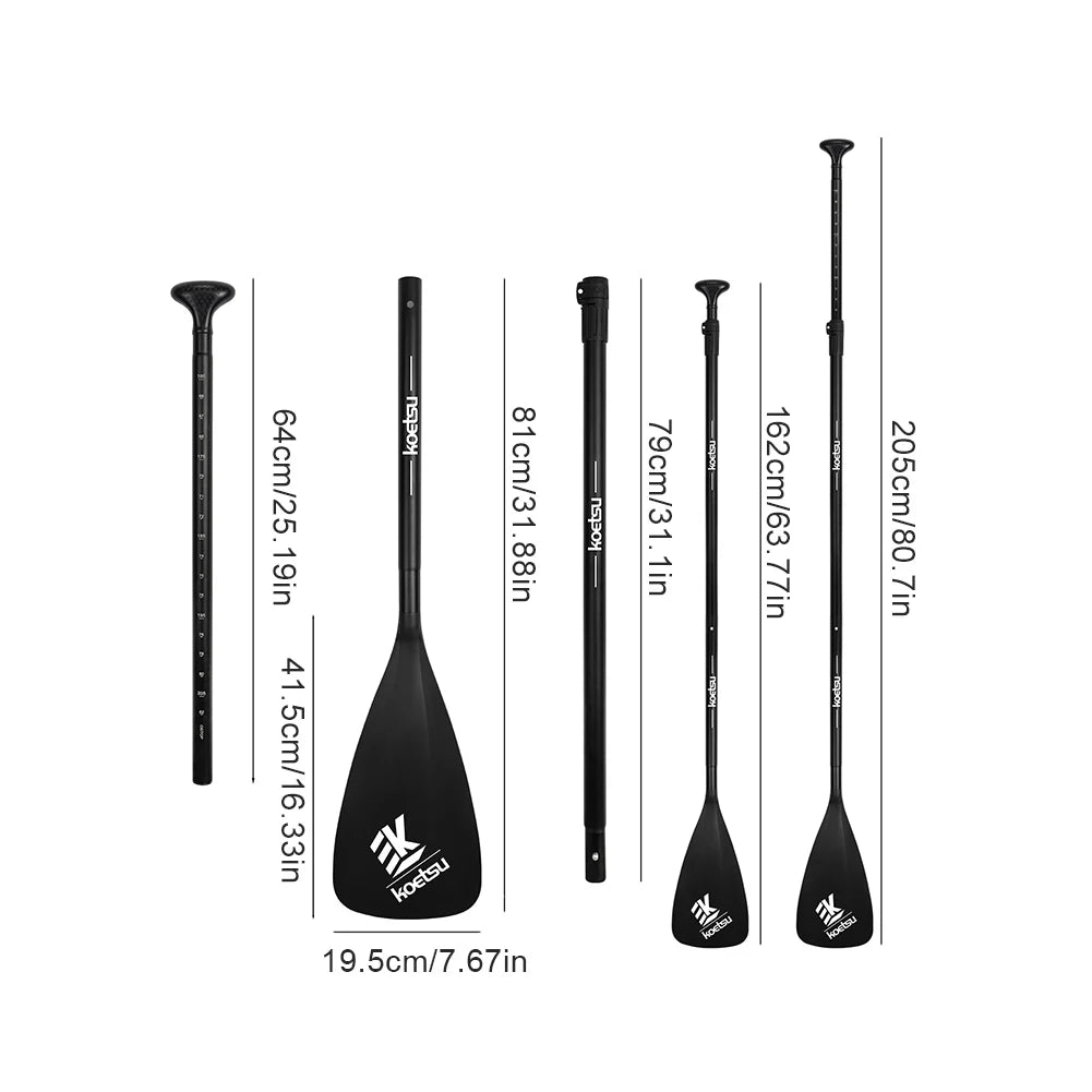 3-Piece Detachable SUP Paddle Adjustable Length Stand Up Paddleboard Paddles Aluminum Alloy One Way Paddle for Canoe Kayaking
